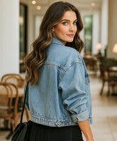 Comprar jaqueta jeans feminina oversized animal print botões duplos casual urbano em promoção ZARA